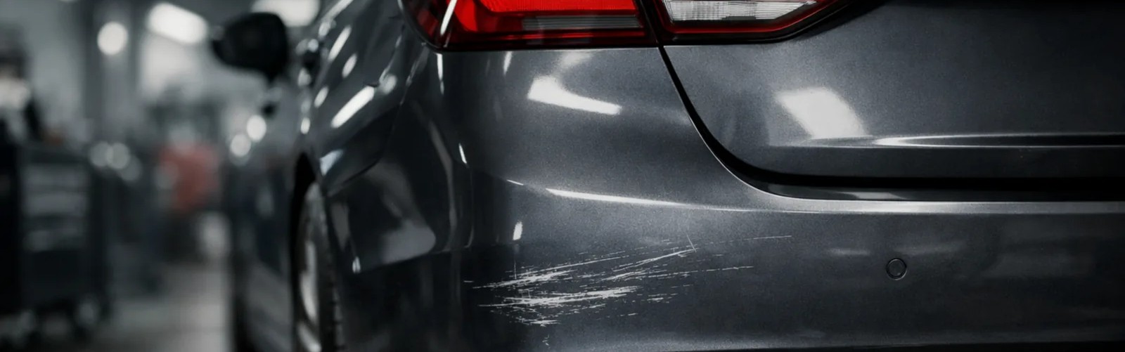 Achterbumper met kras schade voor analyse